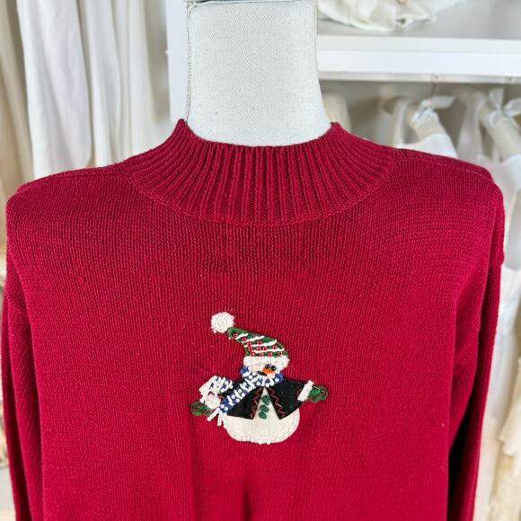 Heirloom Collectibles sz XL Snowman red full zip cardigan festive Christmas 4247 - Picture 7 of 10